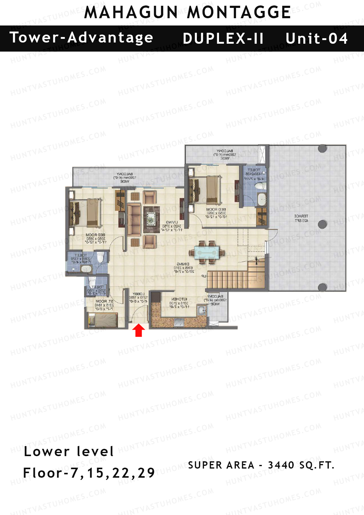 Mahagun Montagge ADVANTAGE Unit 04  (Duplex II) Floor Plan