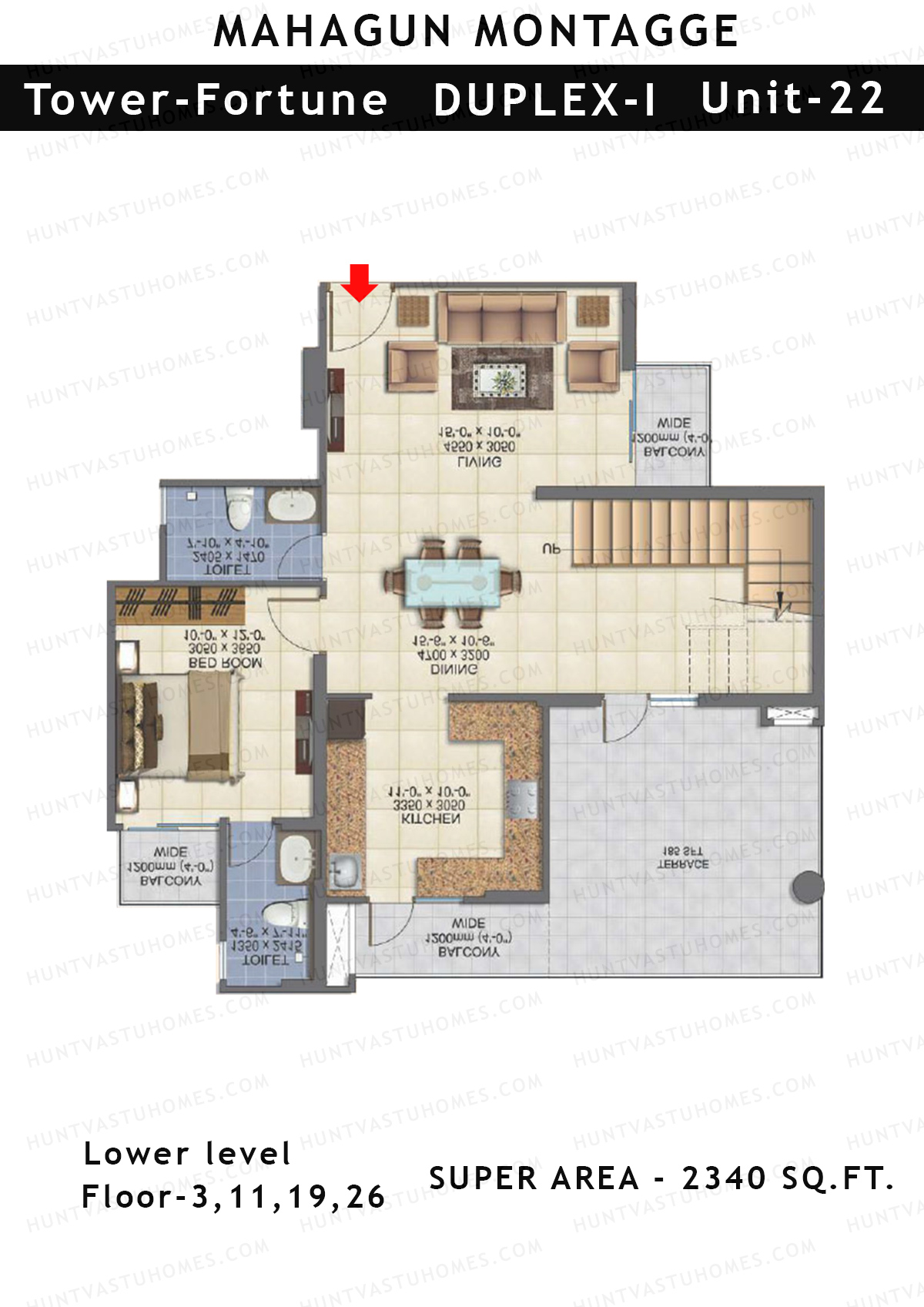 Mahagun Montagge FORTUNE Unit 22 (Duplex I) Floor Plan