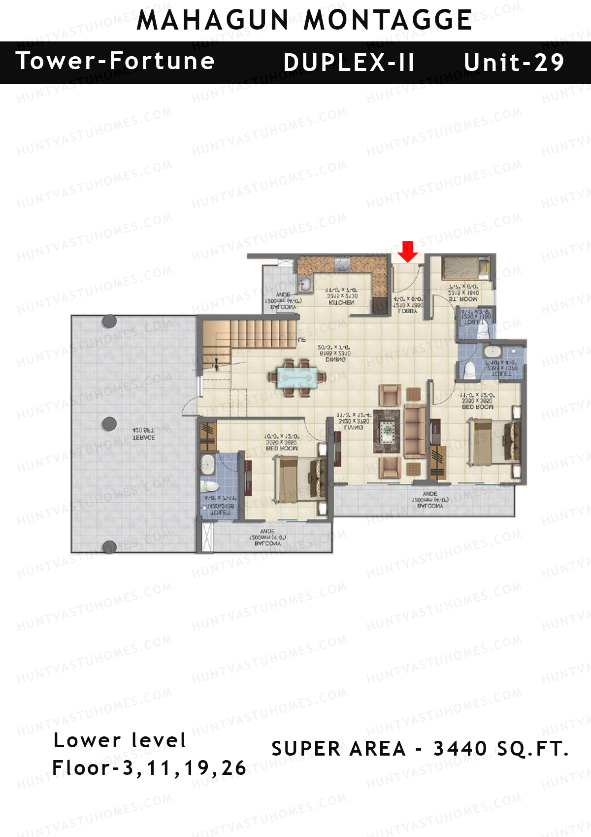 Mahagun Montagge FORTUNE Unit 29  (Duplex II) Floor Plan