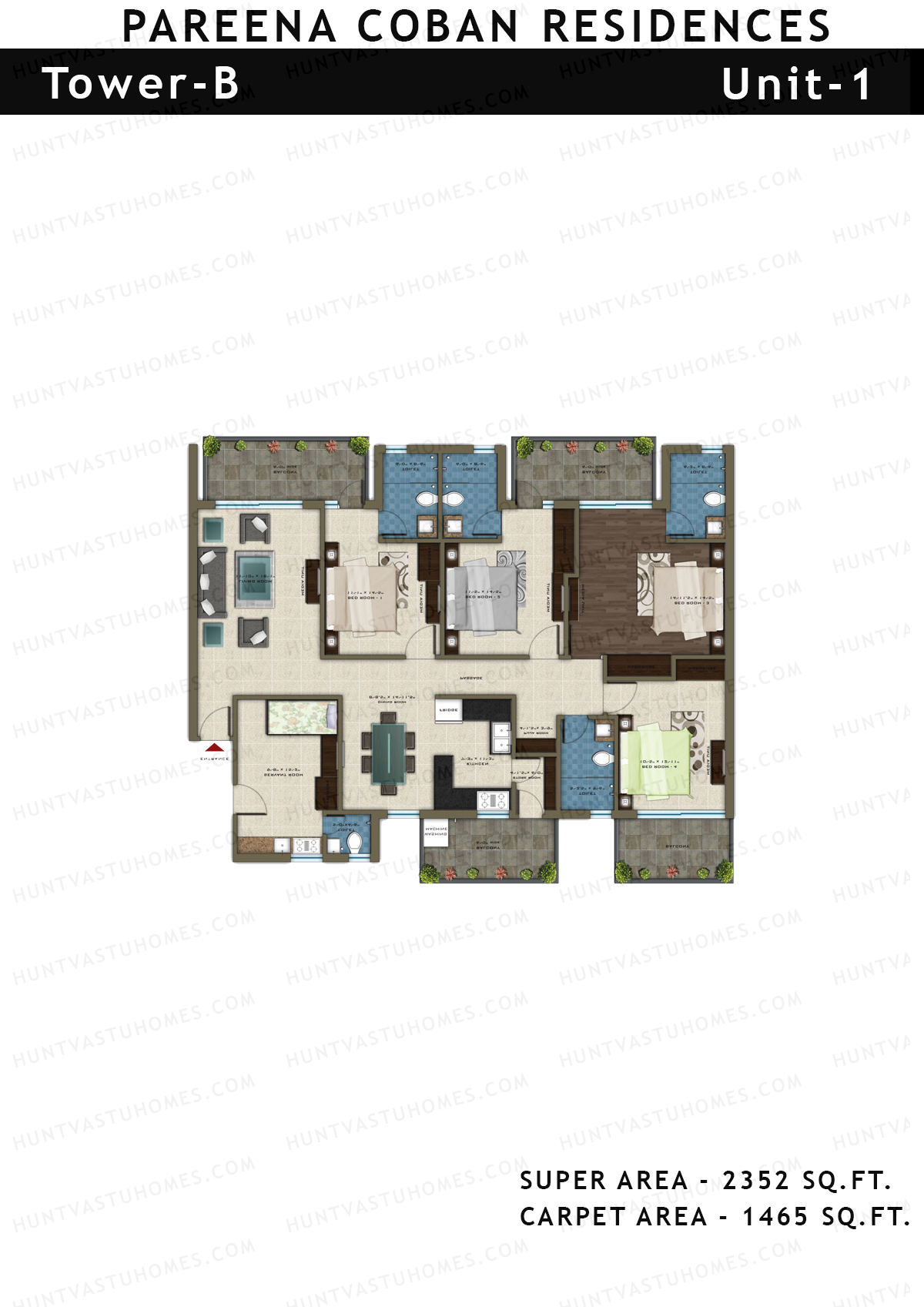 Pareena Coban Residences Tower B Unit 1 Floor Plan