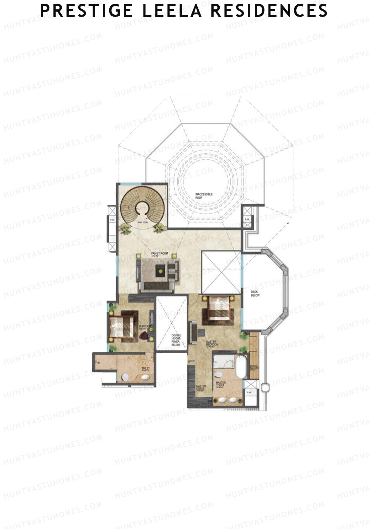 Prestige Leela Residences Block A Unit 1 (Type F10) Floor Plan