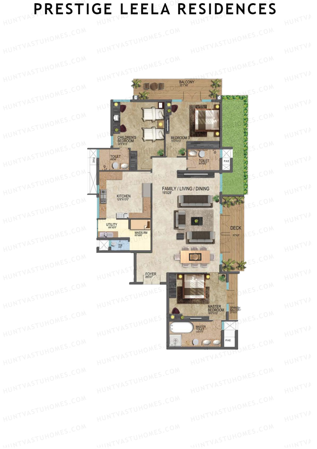 Prestige Leela Residences Block A Unit 1 (Type F1) Floor Plan