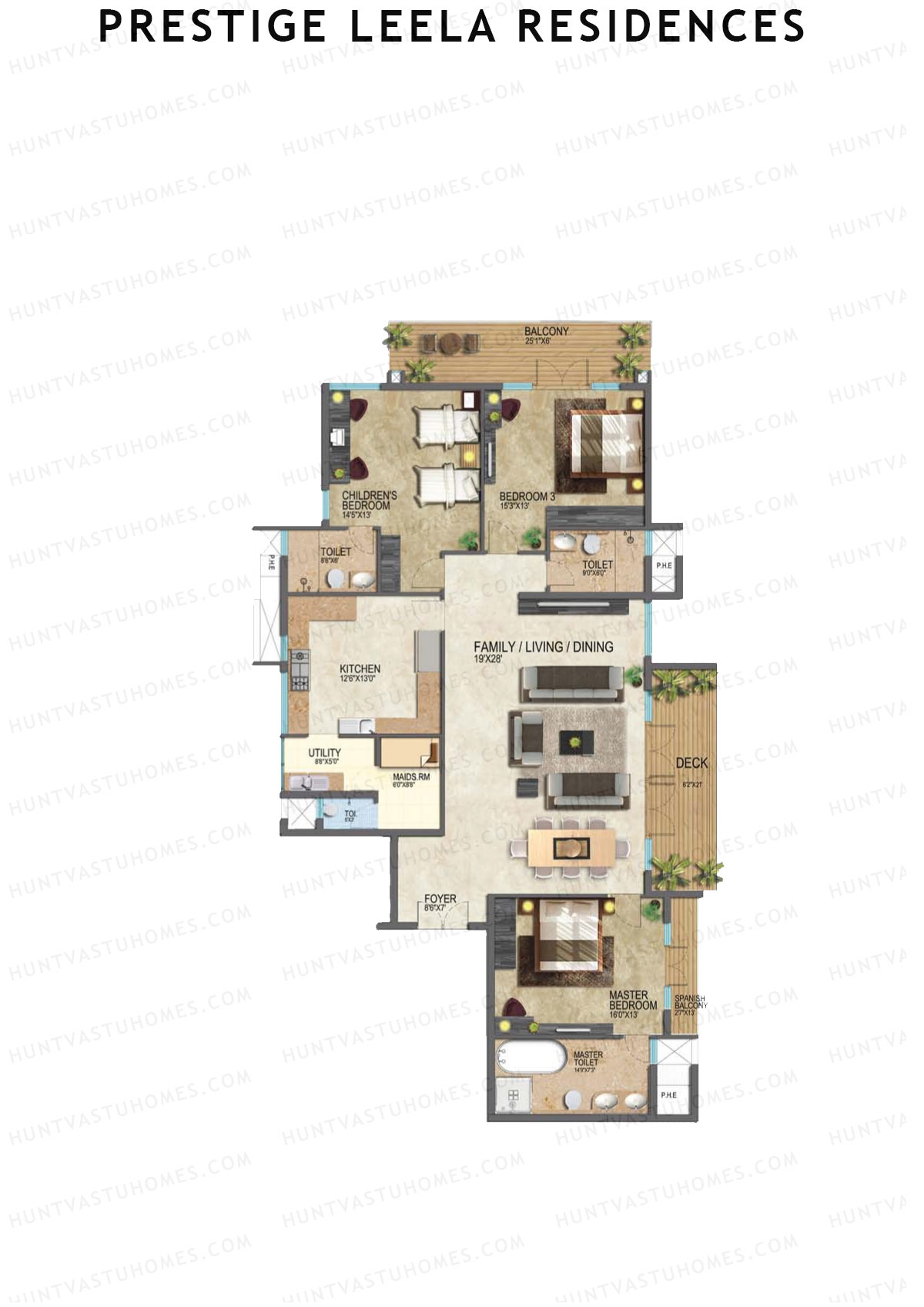 Prestige Leela Residences Block A Unit 1 (Type F2) Floor Plan