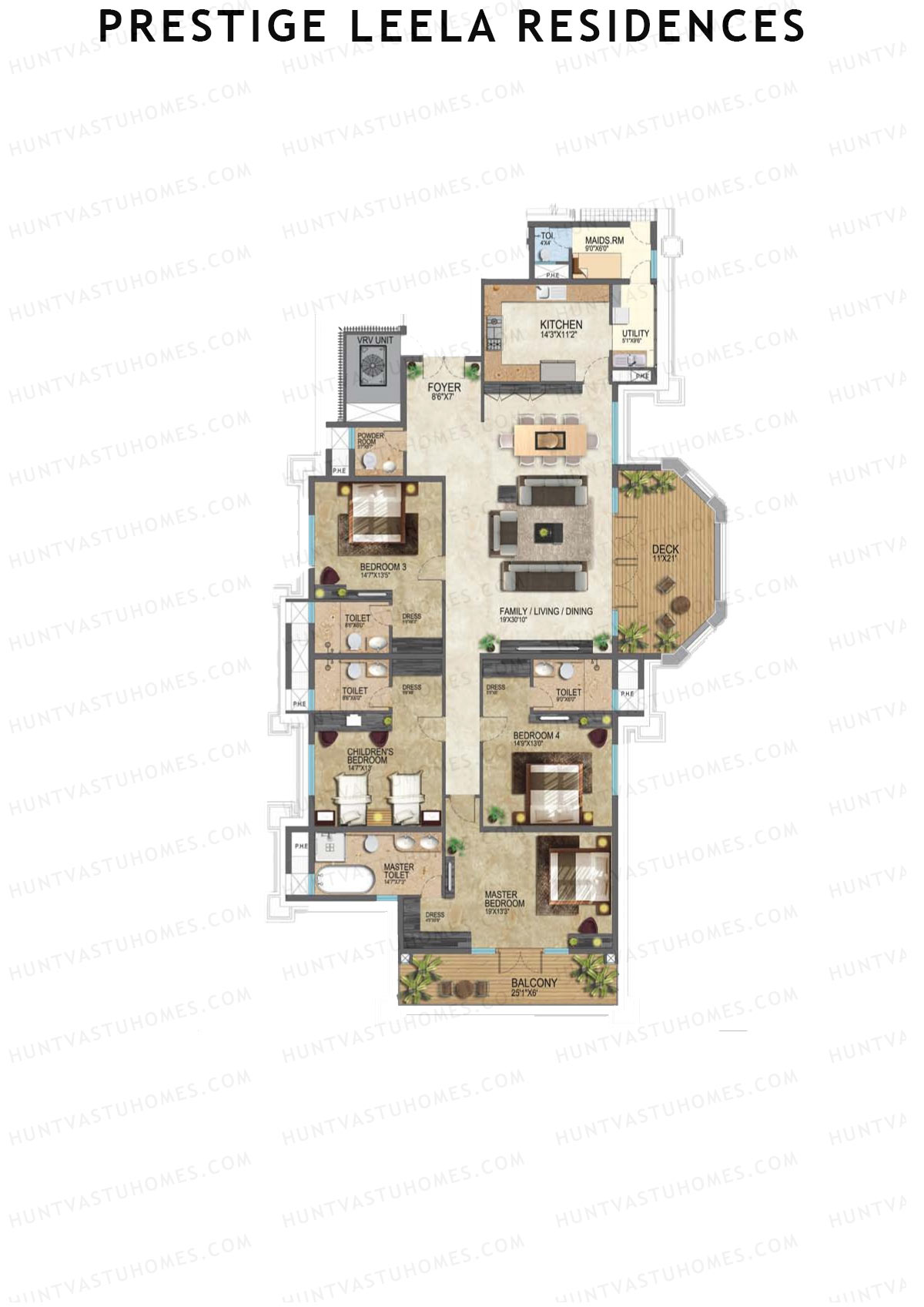 Prestige Leela Residences Block A Unit 2 (Type J) Floor Plan