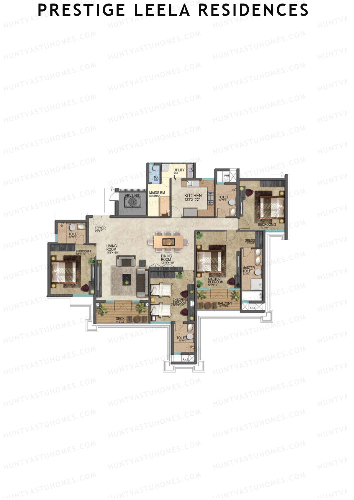 Prestige Leela Residences Block A Unit 4 (Type A) Floor Plan