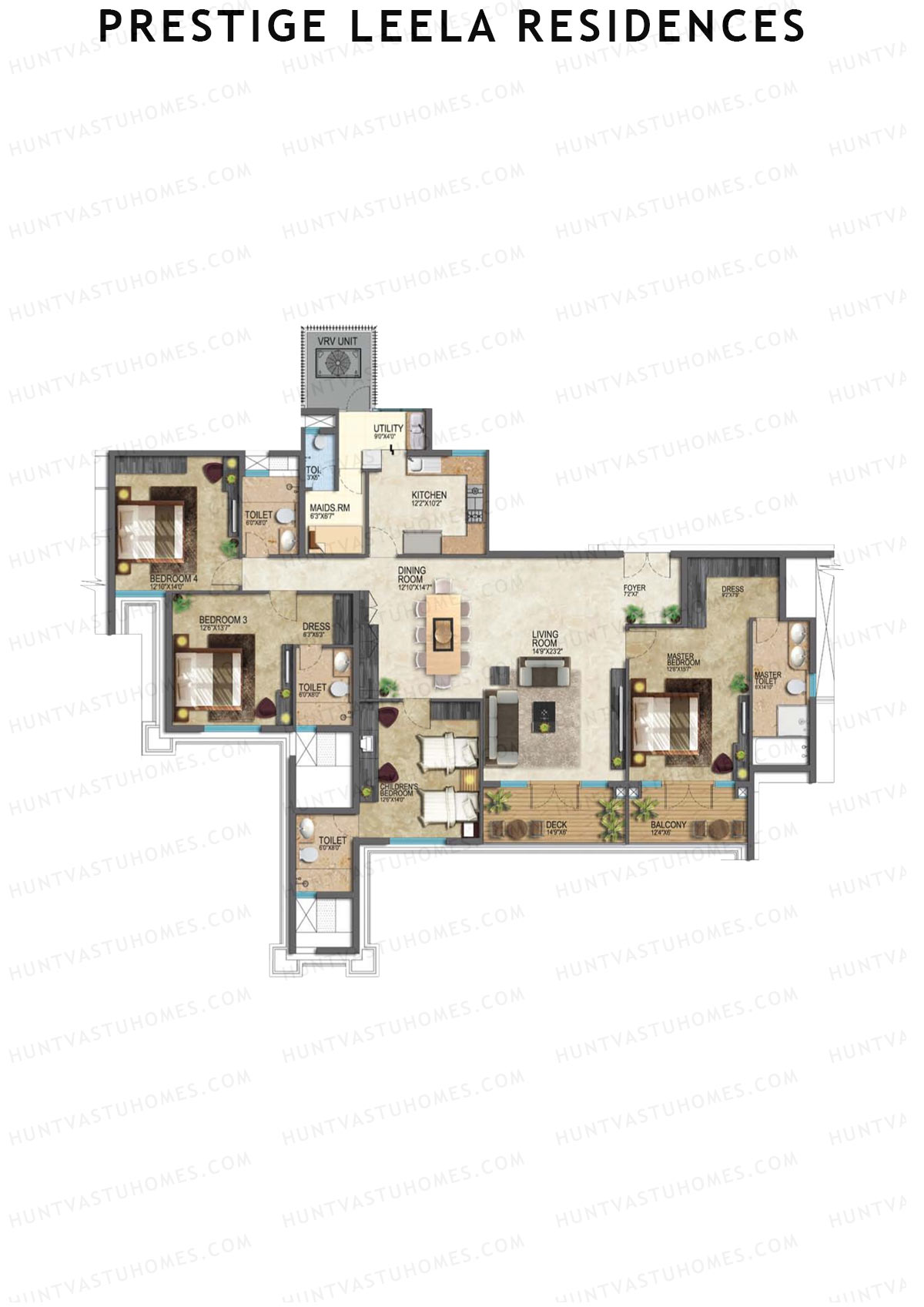 Prestige Leela Residences Block A Unit 6 (Type C) Floor Plan