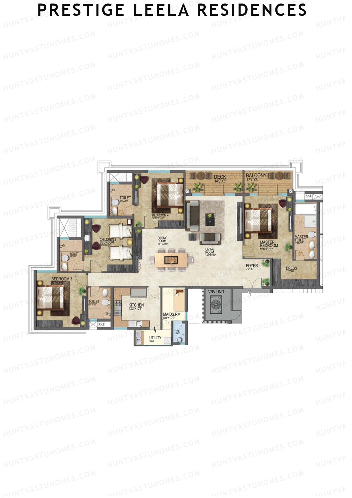 Prestige Leela Residences Block A Unit 7 (Type B) Floor Plan
