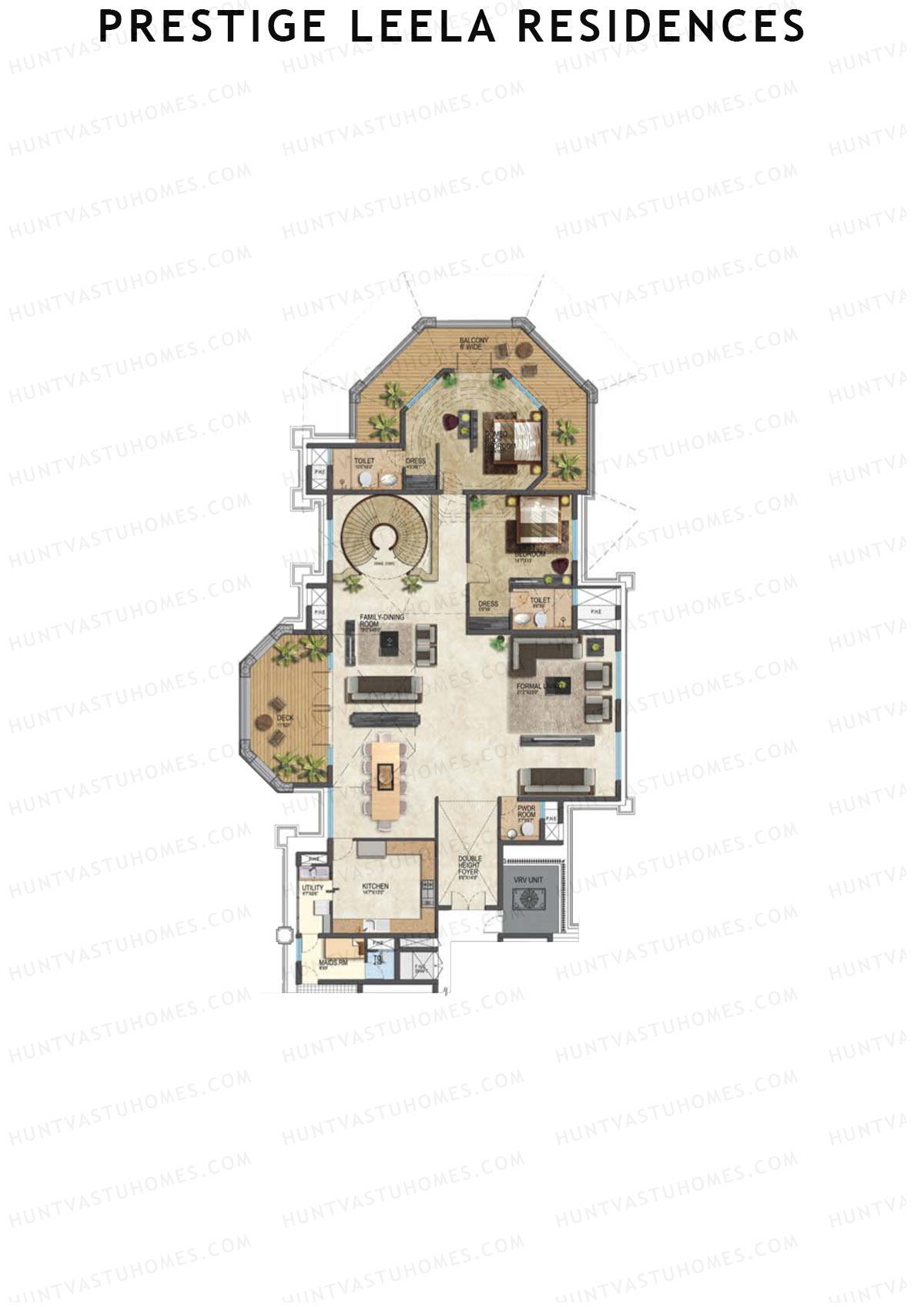 Prestige Leela Residences Block A Unit 8 (Type H10) Floor Plan