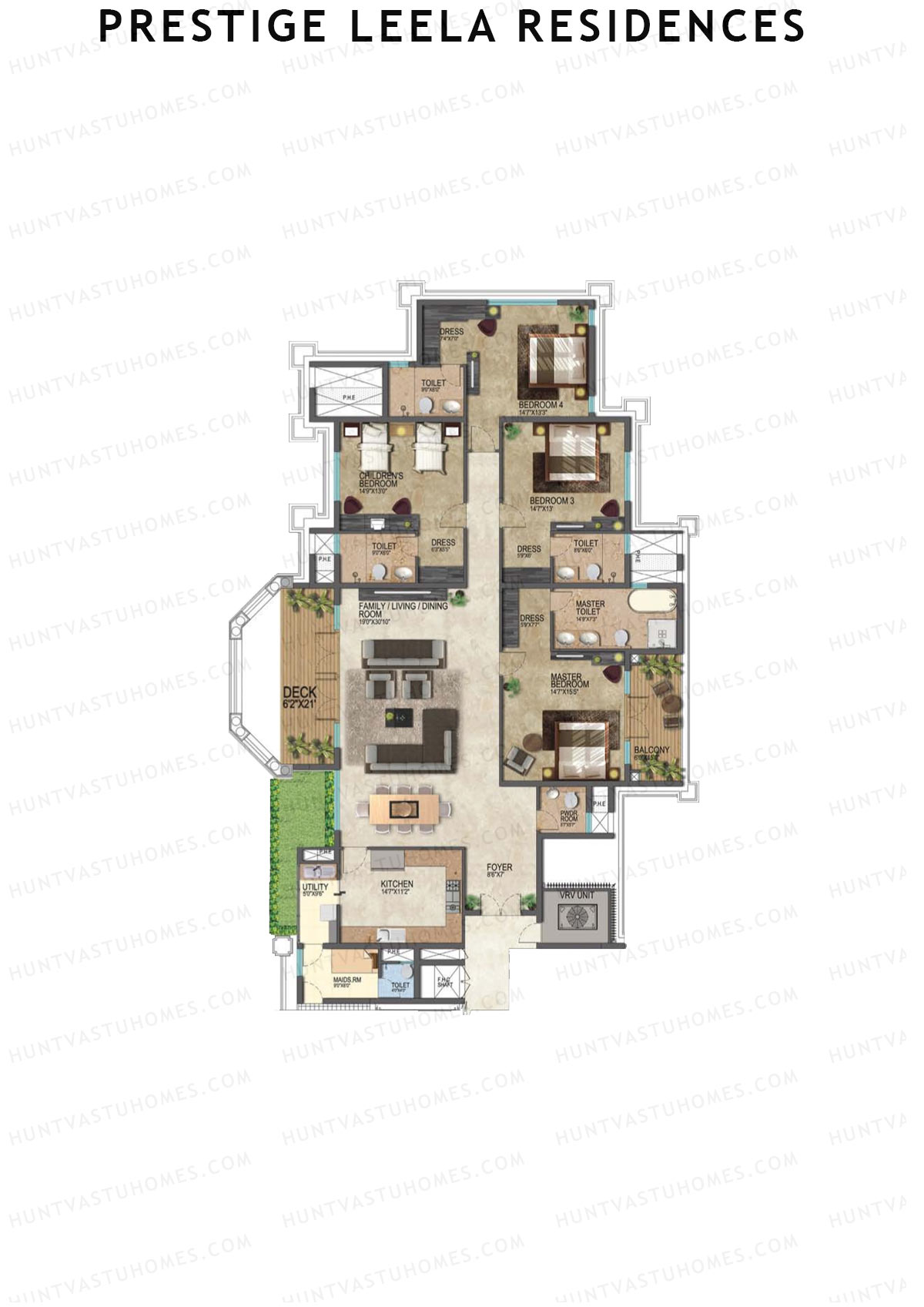 Prestige Leela Residences Block A Unit 8 (Type H1) Floor Plan