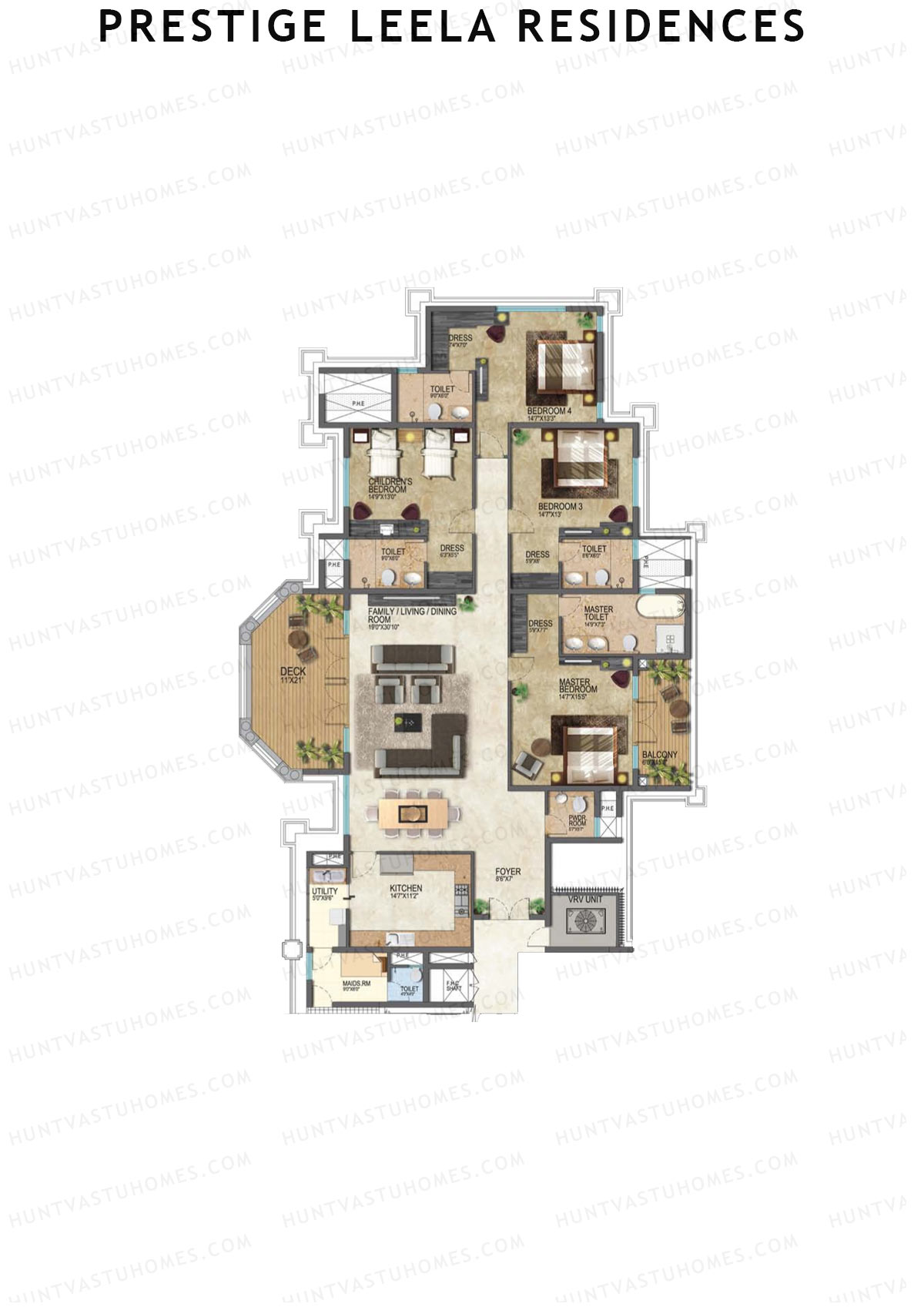 Prestige Leela Residences Block A Unit 8 (Type H) Floor Plan
