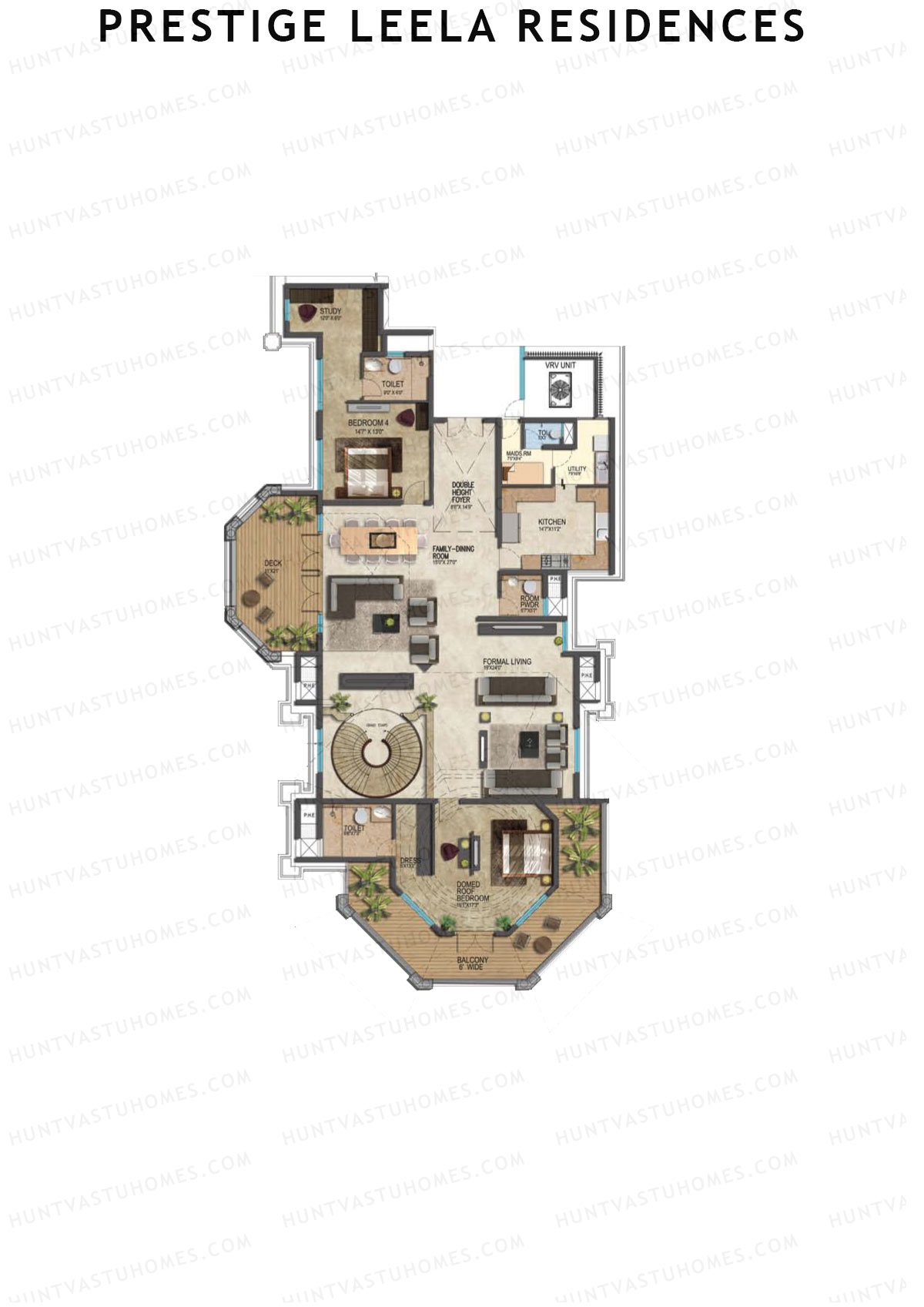 Prestige Leela Residences Block A Unit 9 (Type G10) Floor Plan