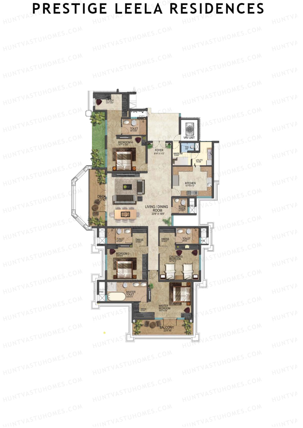 Prestige Leela Residences Block A Unit 9 (Type G1) Floor Plan