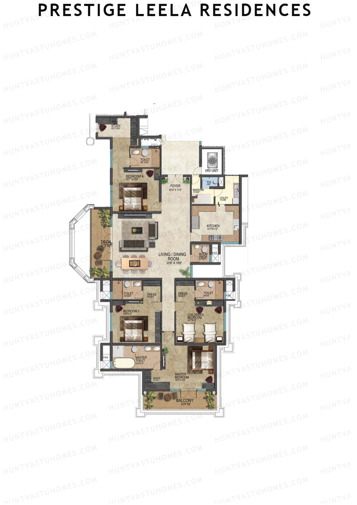 Prestige Leela Residences Block A Unit 9 (Type G2) Floor Plan