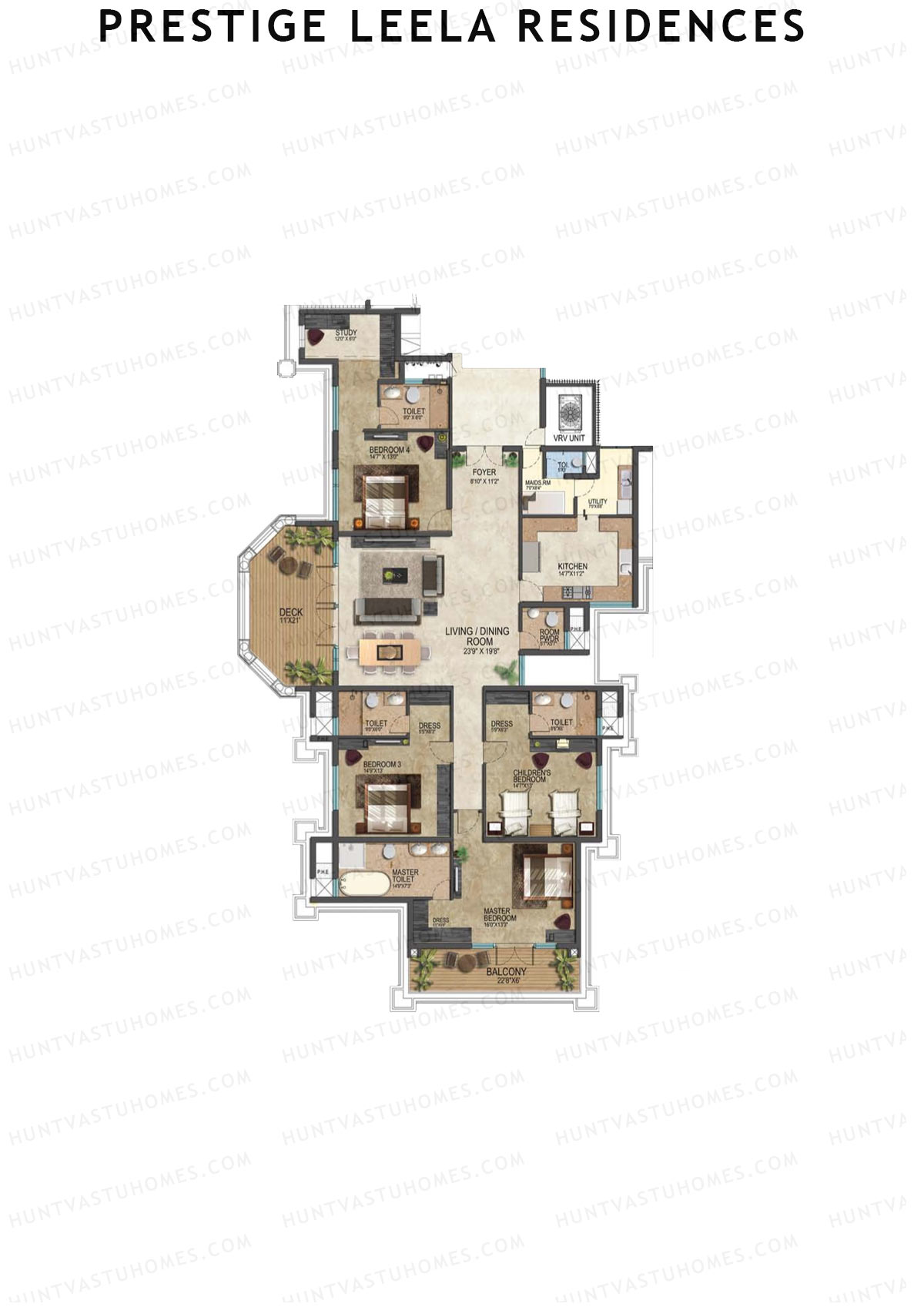 Prestige Leela Residences Block A Unit 9 (Type G) Floor Plan