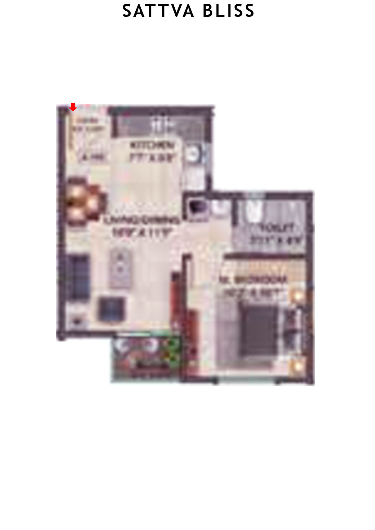 Sattva Bliss Wing A Unit 105 (Type 1) Floor Plan