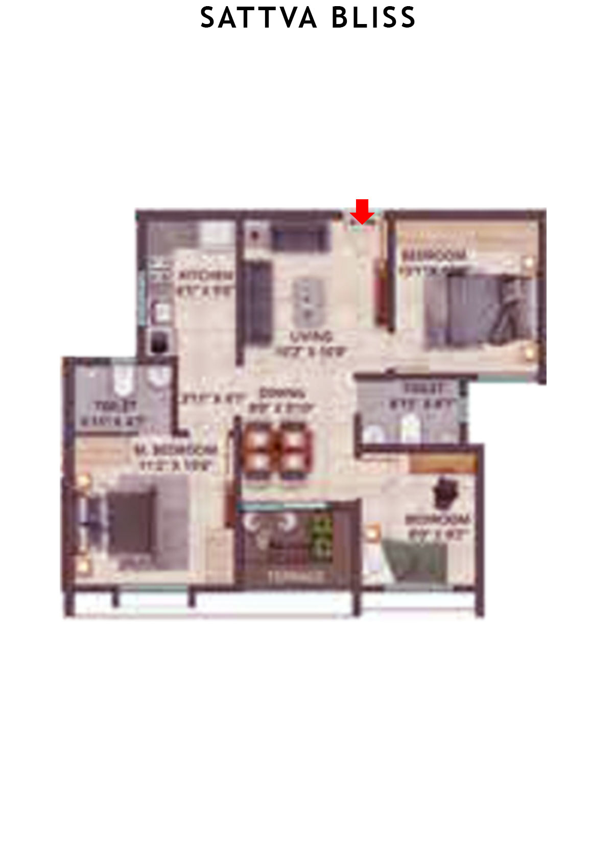 Sattva Bliss Wing A Unit 106 (Type 1) Floor Plan