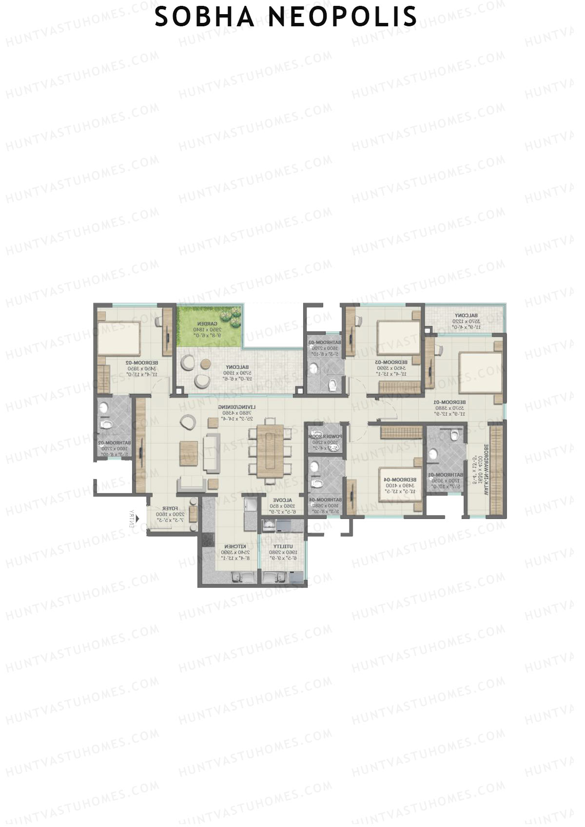 Sobha Neopolis Wing 10 Unit 2 (Type A) Floor Plan