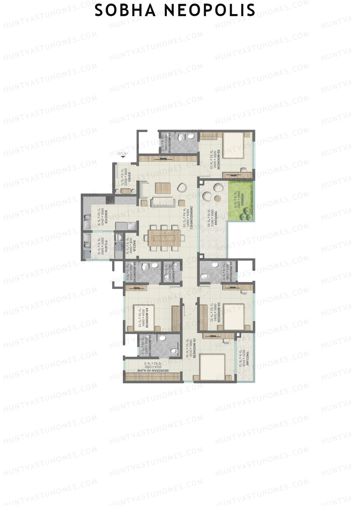 Sobha Neopolis Wing 11 Unit 4 (Type A) Floor Plan