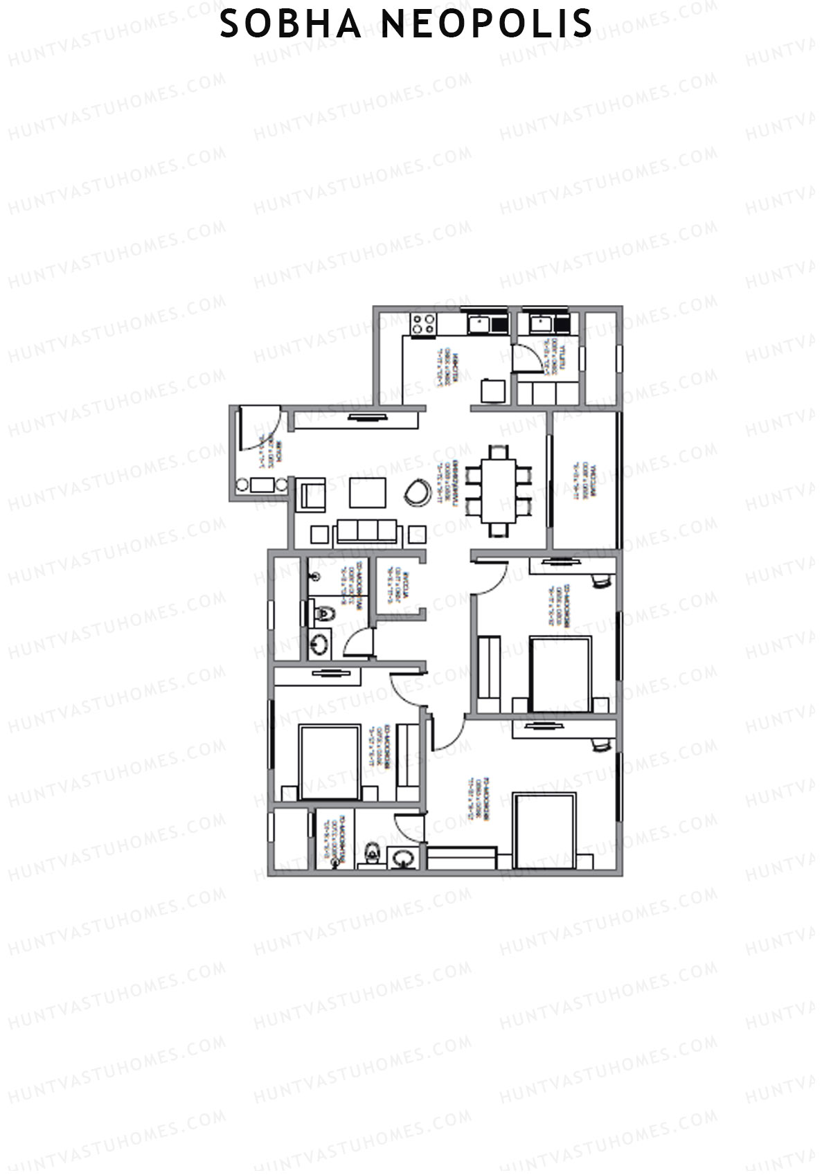 Sobha Neopolis Wing 12 Unit 1 (Type Q1) Floor Plan