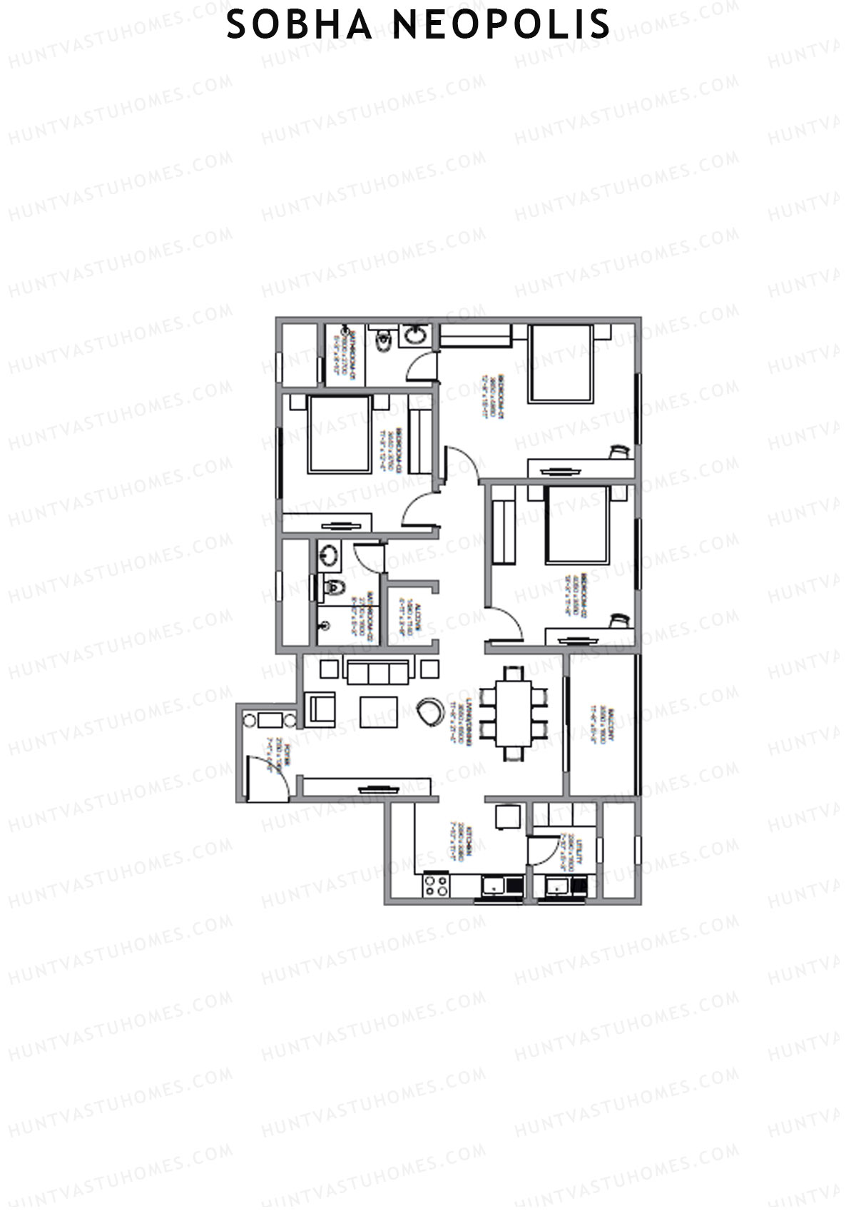 Sobha Neopolis Wing 13 Unit 1 (Type Q1) Floor Plan