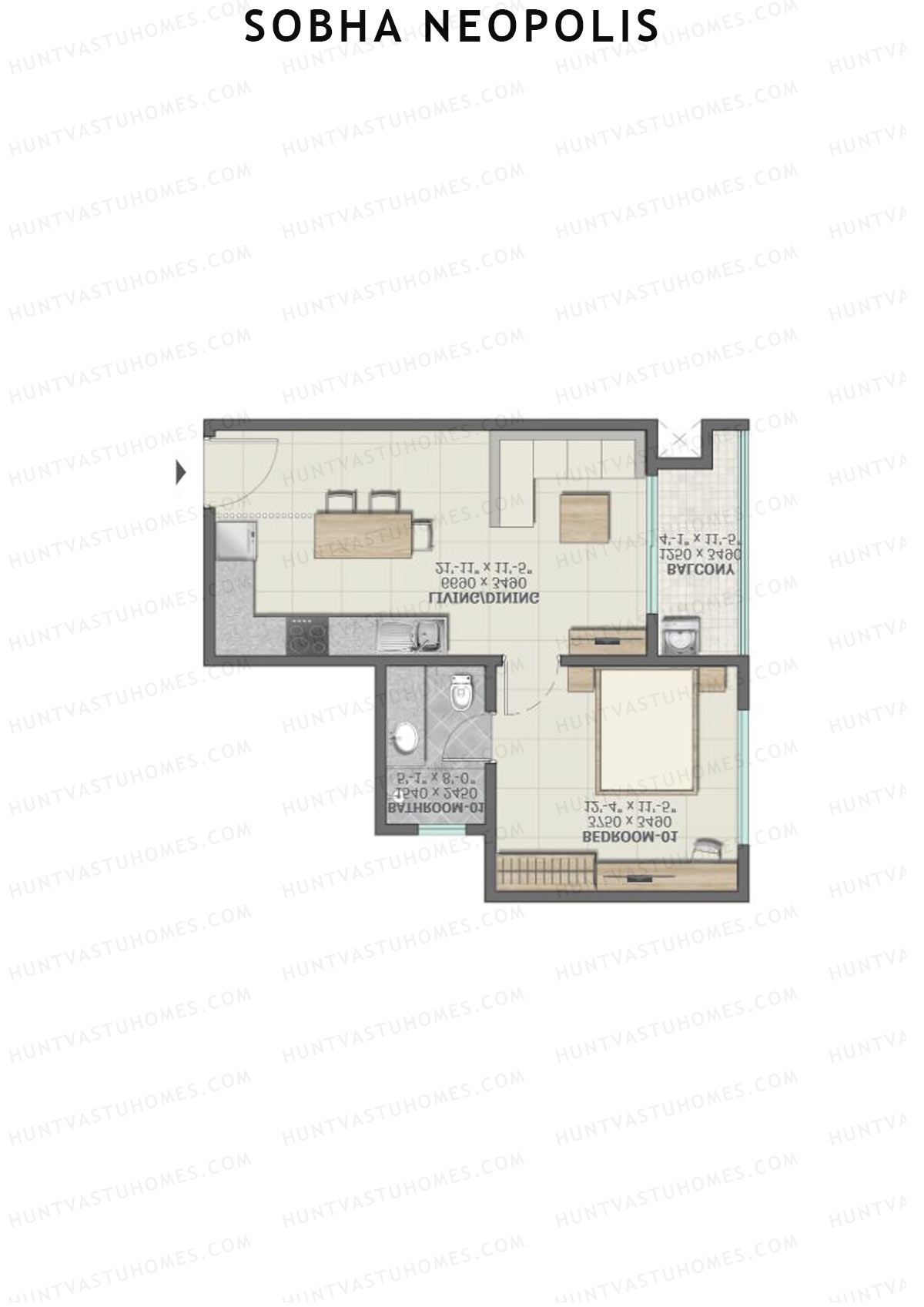 Sobha Neopolis Wing 15 Unit 2 (Type R) Floor Plan
