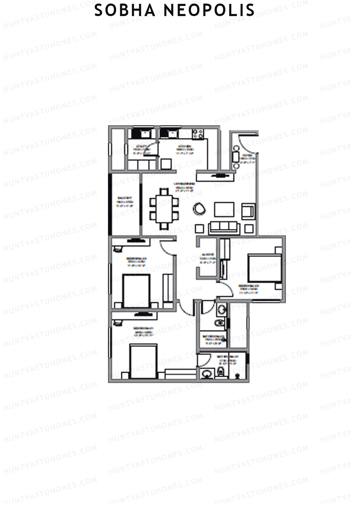 Sobha Neopolis Wing 16 Unit 5 (Type P2) Floor Plan