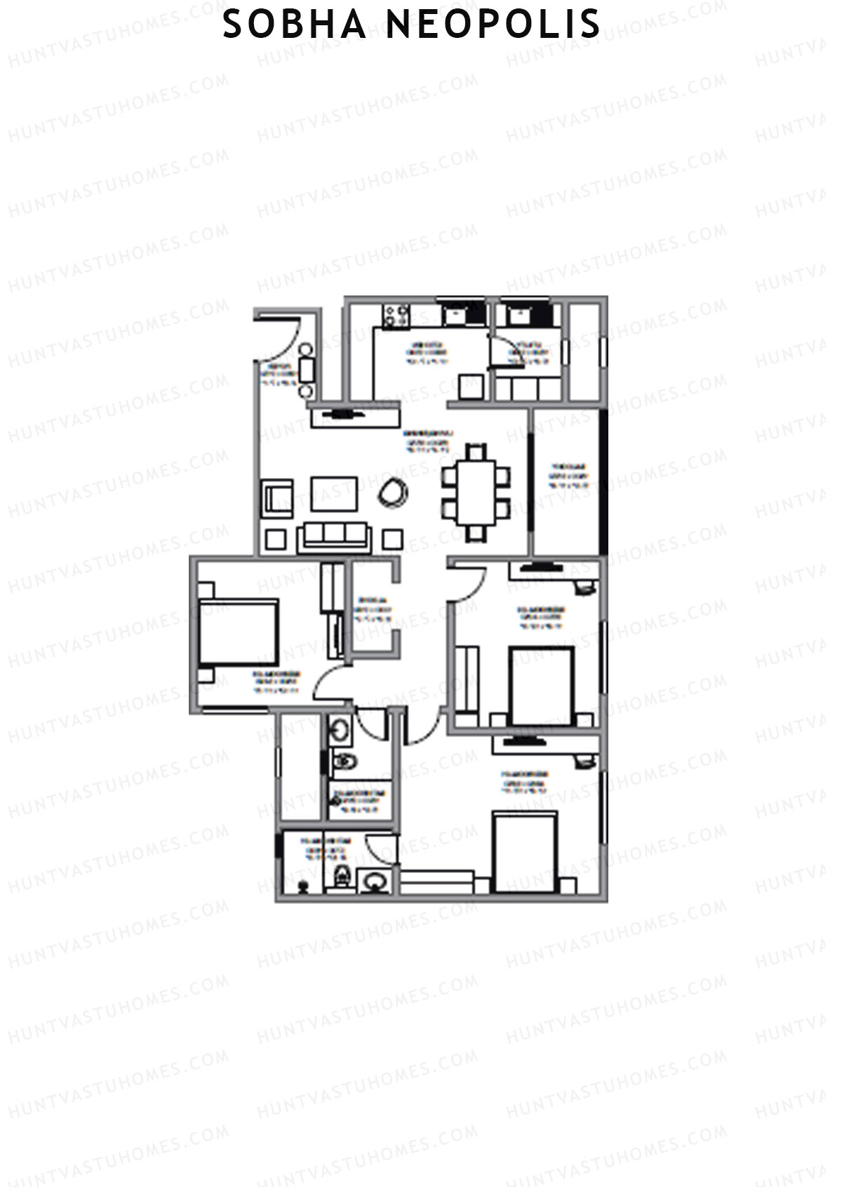 Sobha Neopolis Wing 17 Unit 3 (Type P2) Floor Plan