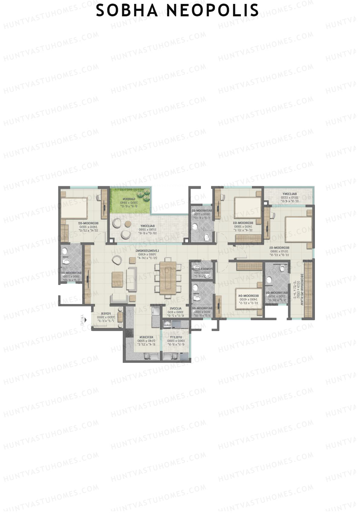 Sobha Neopolis Wing 18 Unit 2 (Type A) Floor Plan