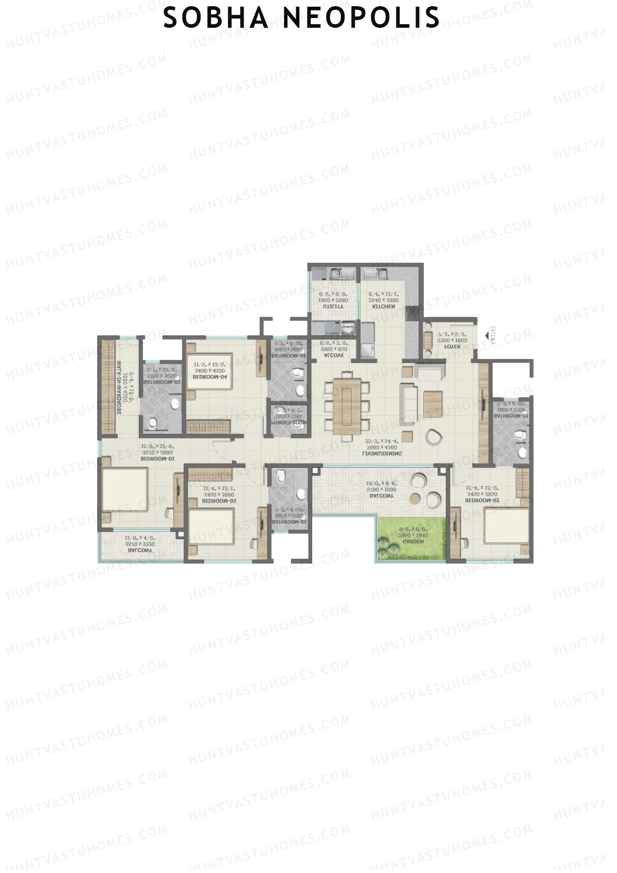 Sobha Neopolis Wing 19 Unit 4 (Type A) Floor Plan