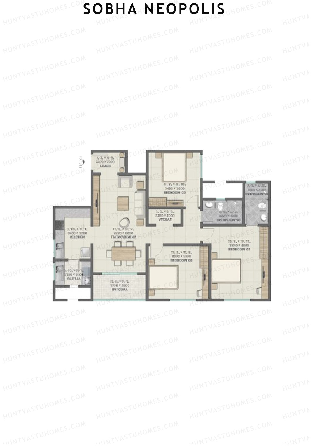 Sobha Neopolis Wing 2 Unit 1 (Type P) Floor Plan