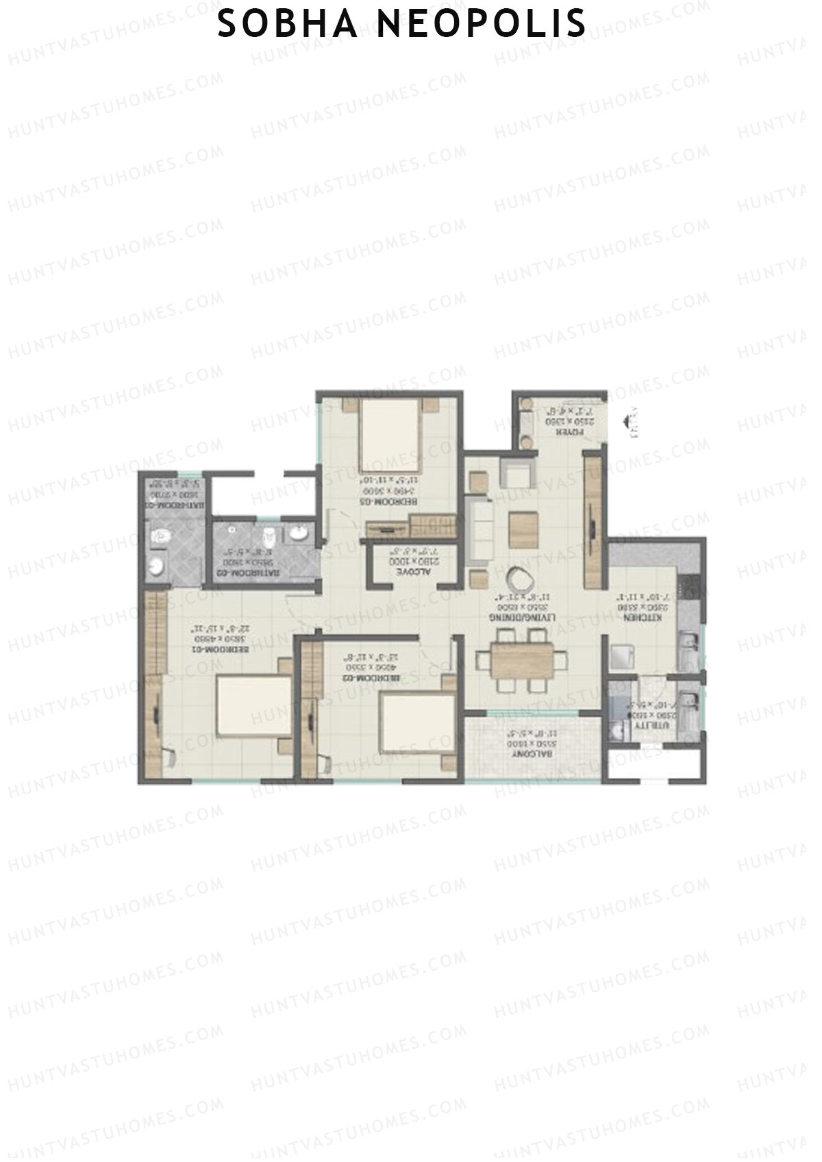 Sobha Neopolis Wing 3 Unit 6 (Type P) Floor Plan