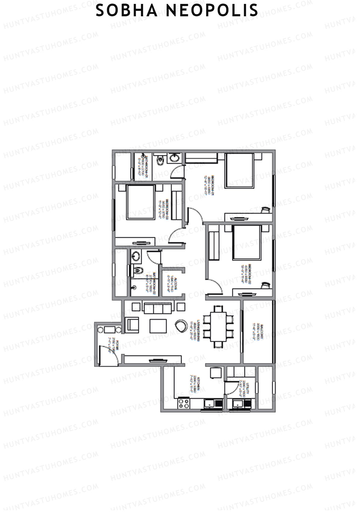 Sobha Neopolis Wing 5 Unit 1 (Type P) Floor Plan