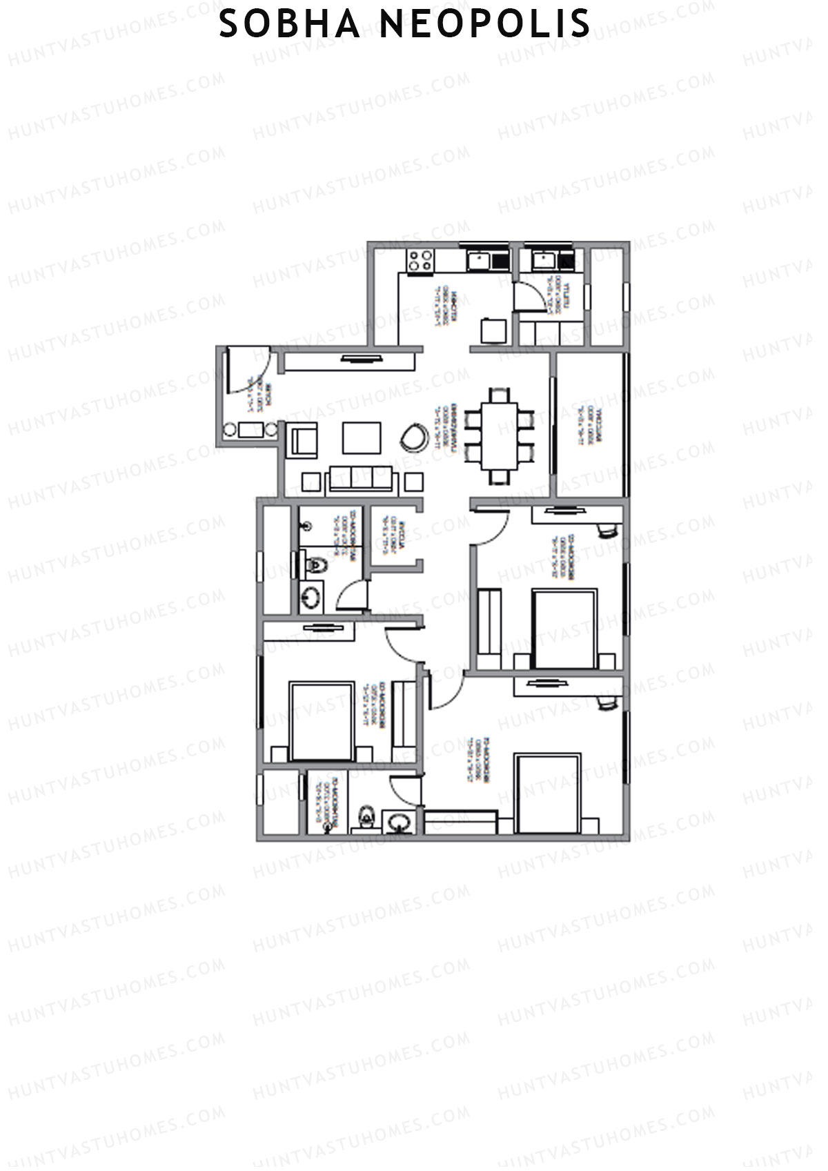 Sobha Neopolis Wing 7 Unit 6 (Type P2) Floor Plan