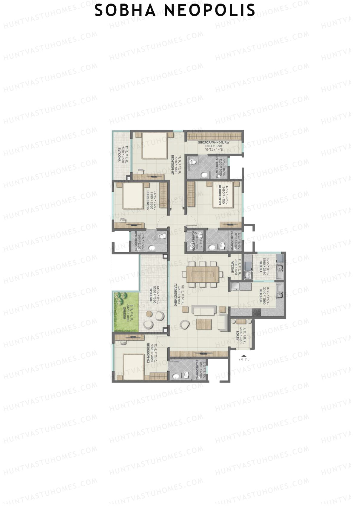 Sobha Neopolis Wing 8 Unit 5 (Type A) Floor Plan