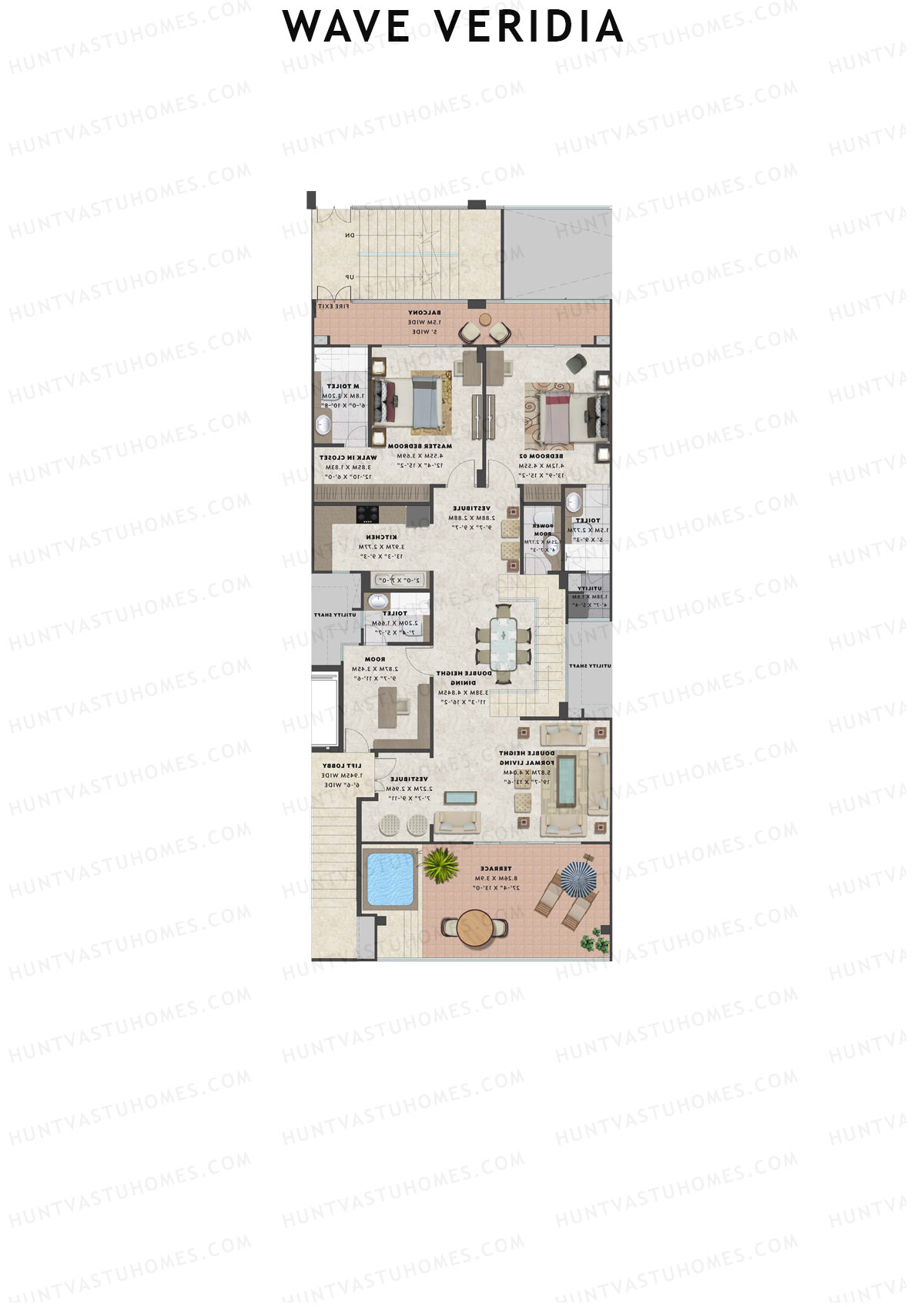Wave Veridia Tower 1 Unit 1 (Duplex ) Floor Plan