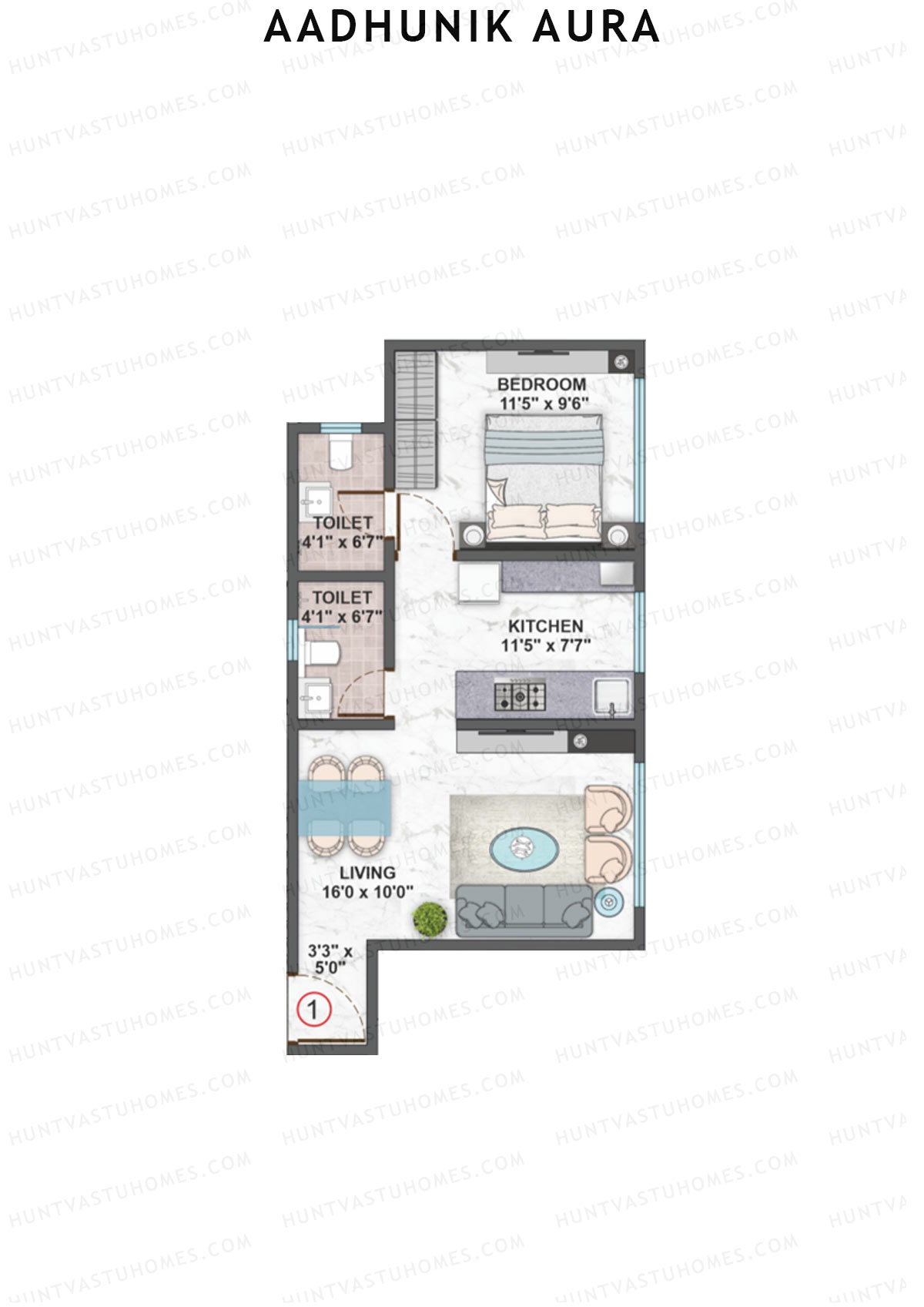 Aadhunik Aura Tower A Unit 1 Floor Plan