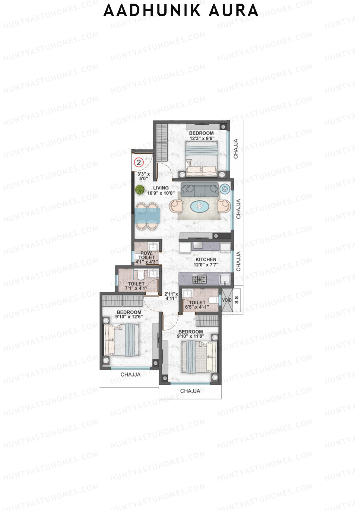 Aadhunik Aura Tower A Unit 2 Floor Plan