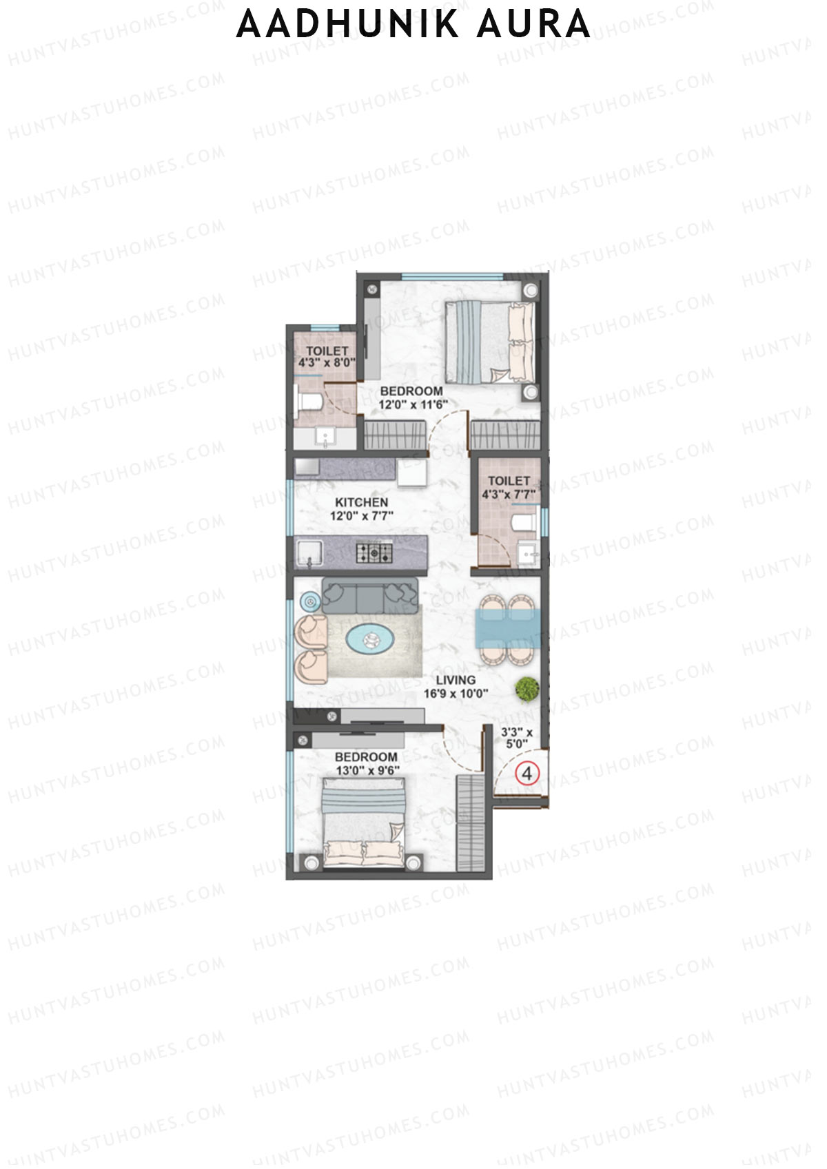 Aadhunik Aura Tower A Unit 4 Floor Plan
