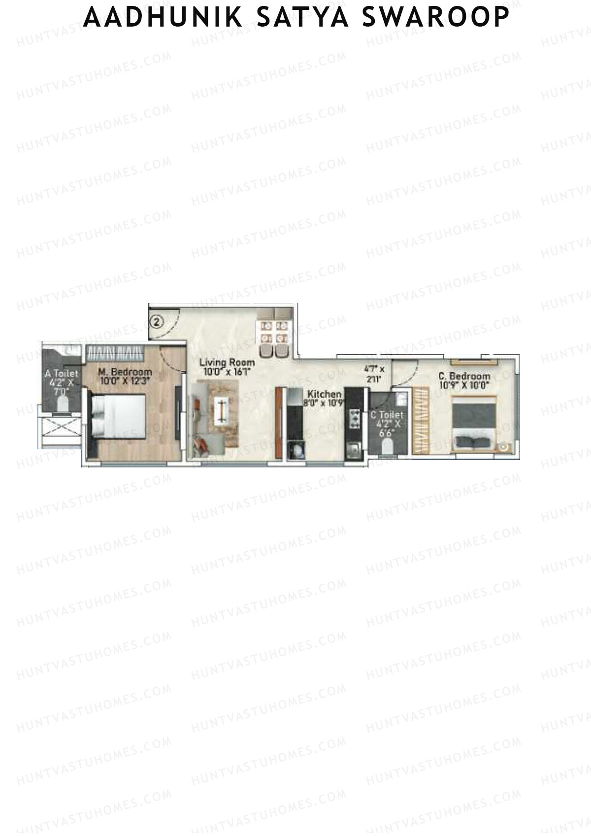 Aadhunik Satya Swaroop Tower A Unit 2 Floor Plan