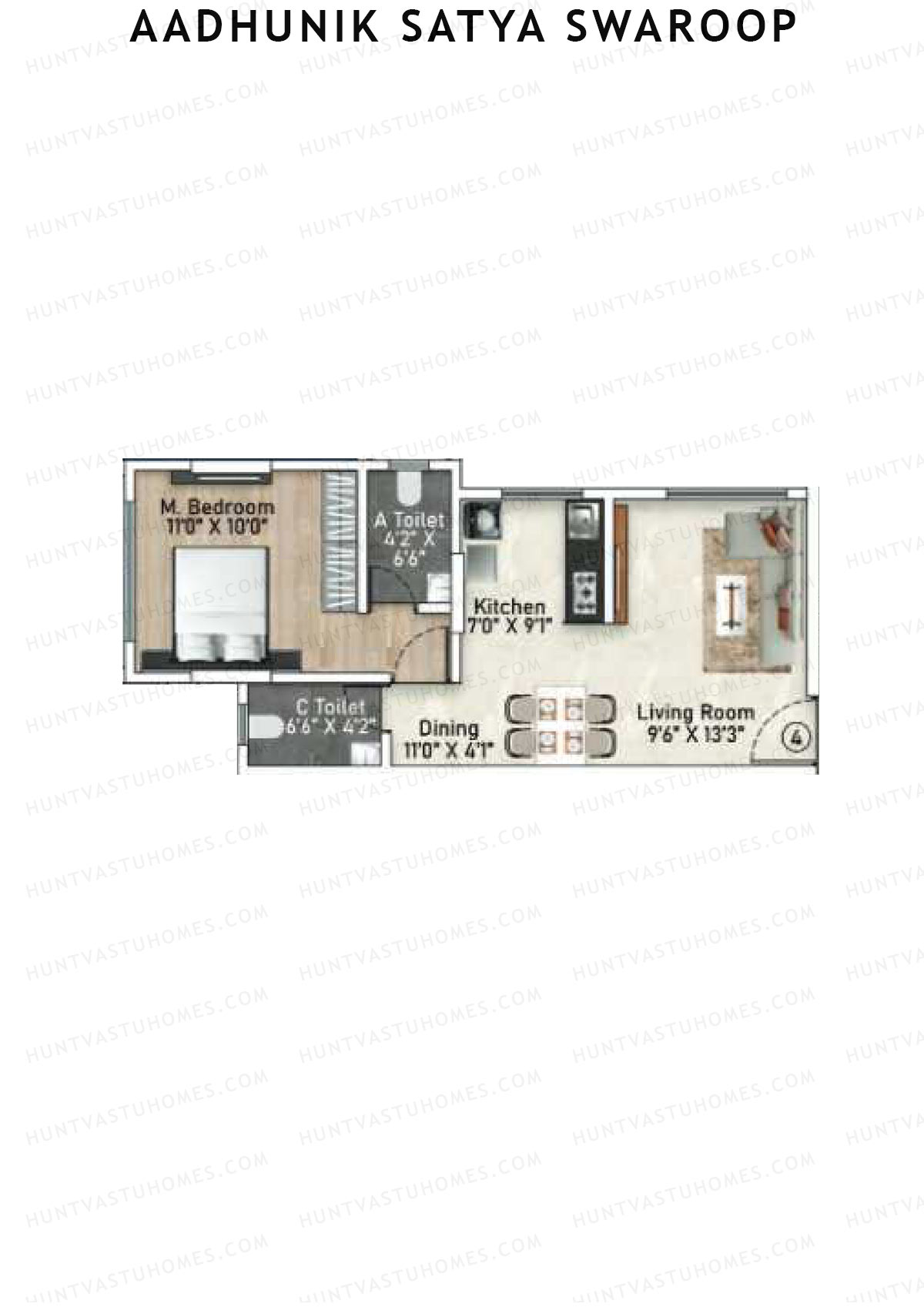 Aadhunik Satya Swaroop Tower A Unit 4 Floor Plan