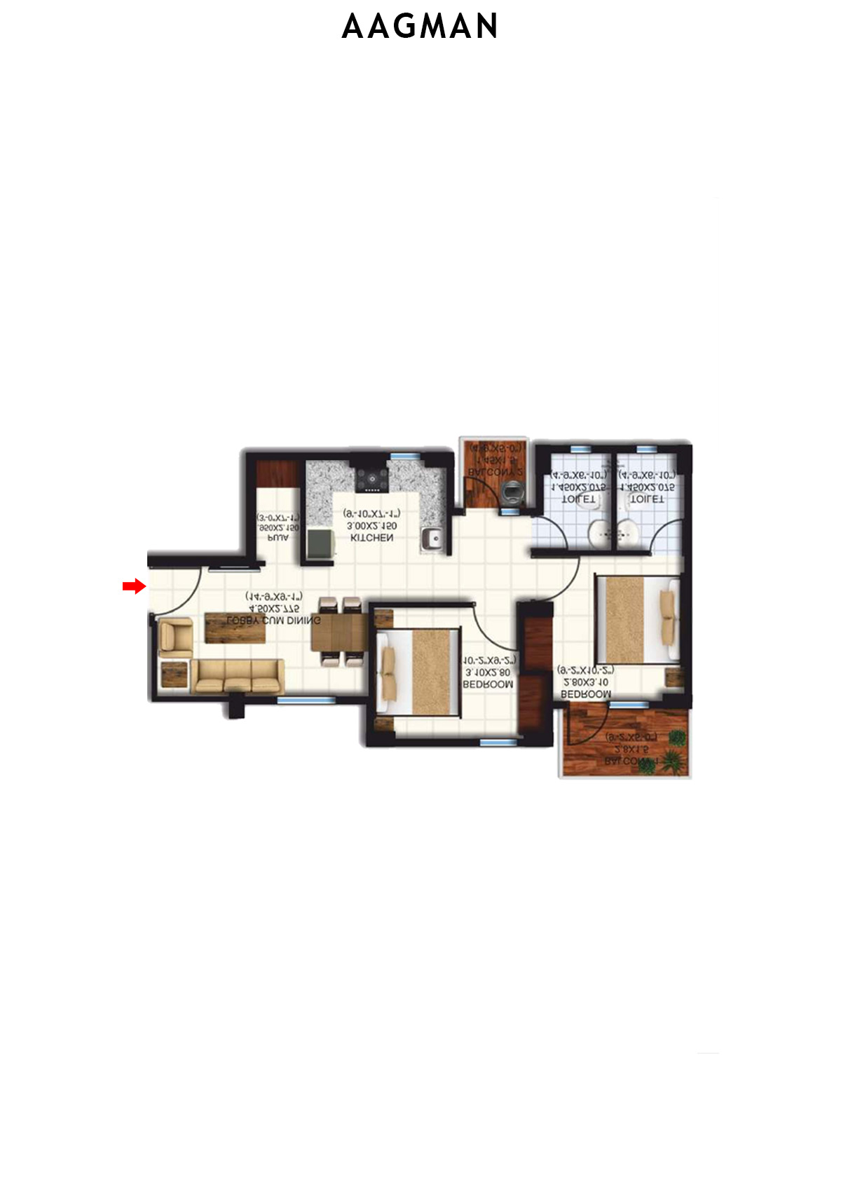 Aagman Tower 10 Unit 2 (Type D1) Floor Plan