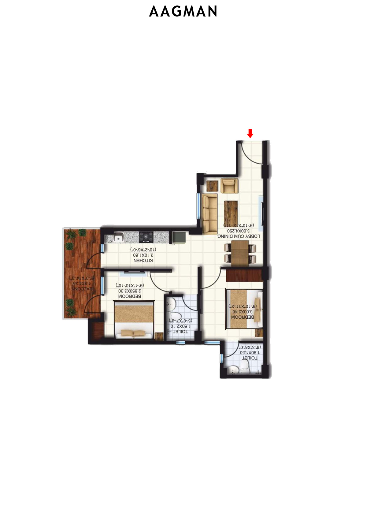 Aagman Tower 10 Unit 4 (Type D) Floor Plan