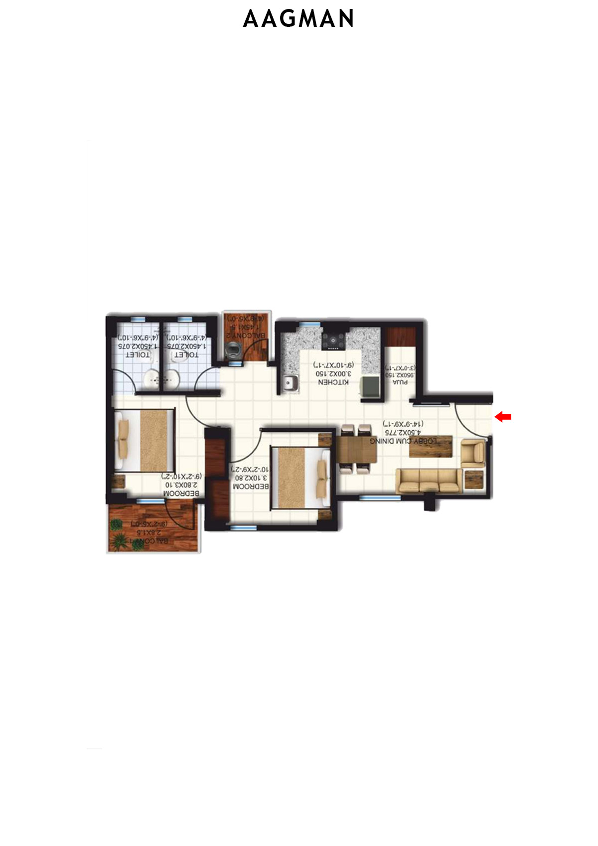 Aagman Tower 10 Unit 5 (Type D1) Floor Plan