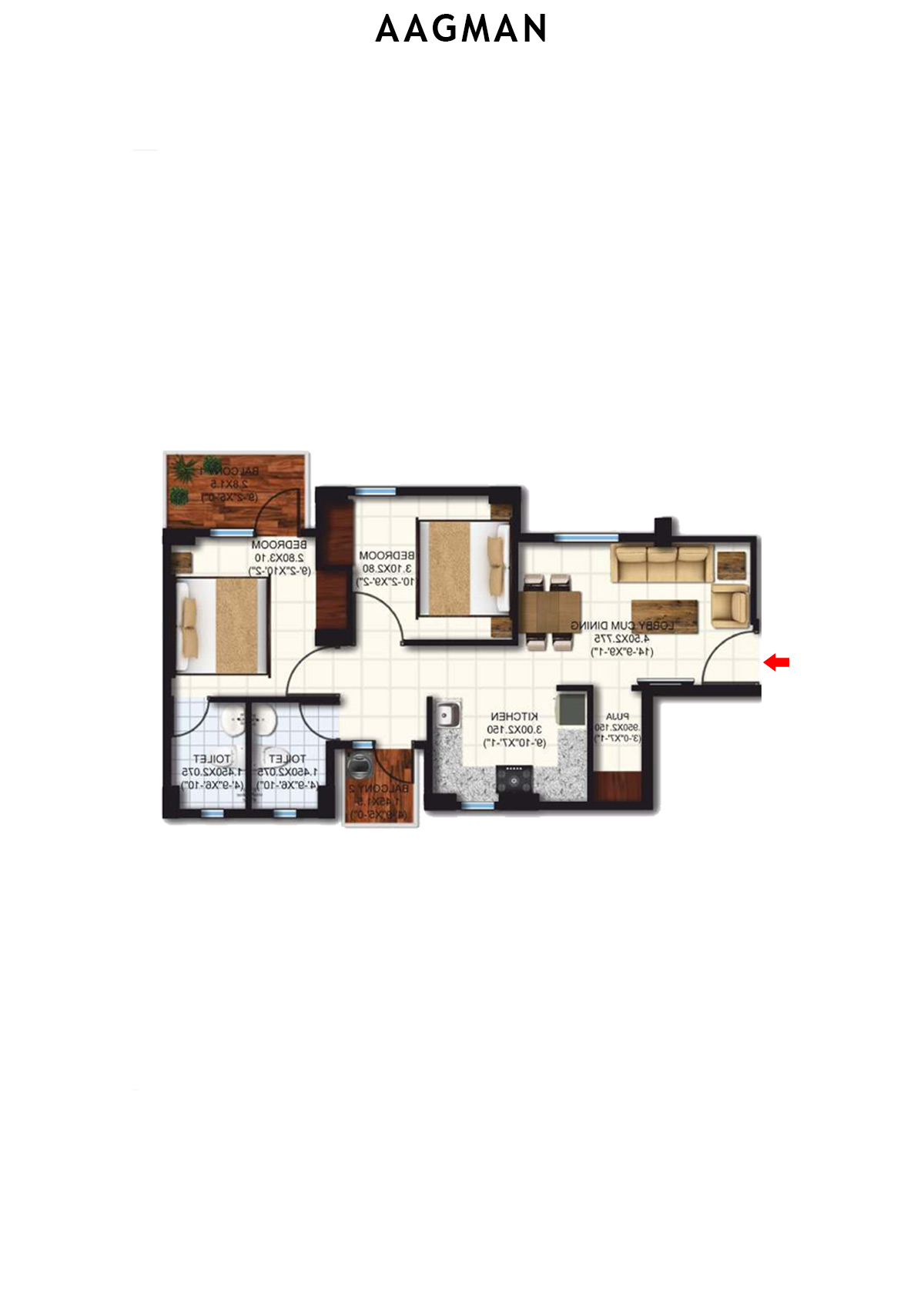 Aagman Tower 10 Unit 6 (Type D1) Floor Plan