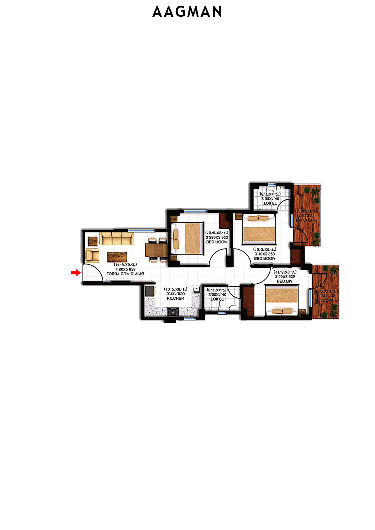 Aagman Tower 13 Unit 1 (Type E1) Floor Plan