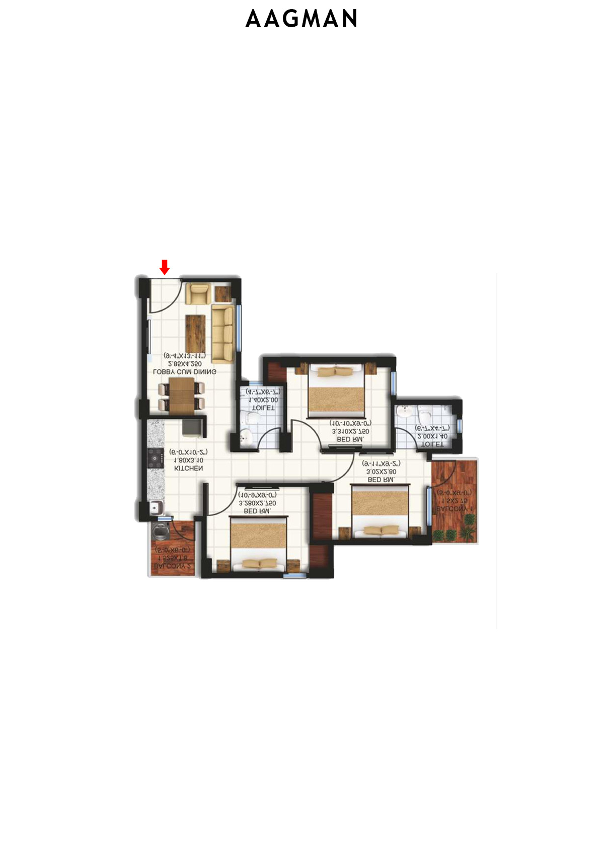 Aagman Tower 13 Unit 3 (Type E) Floor Plan