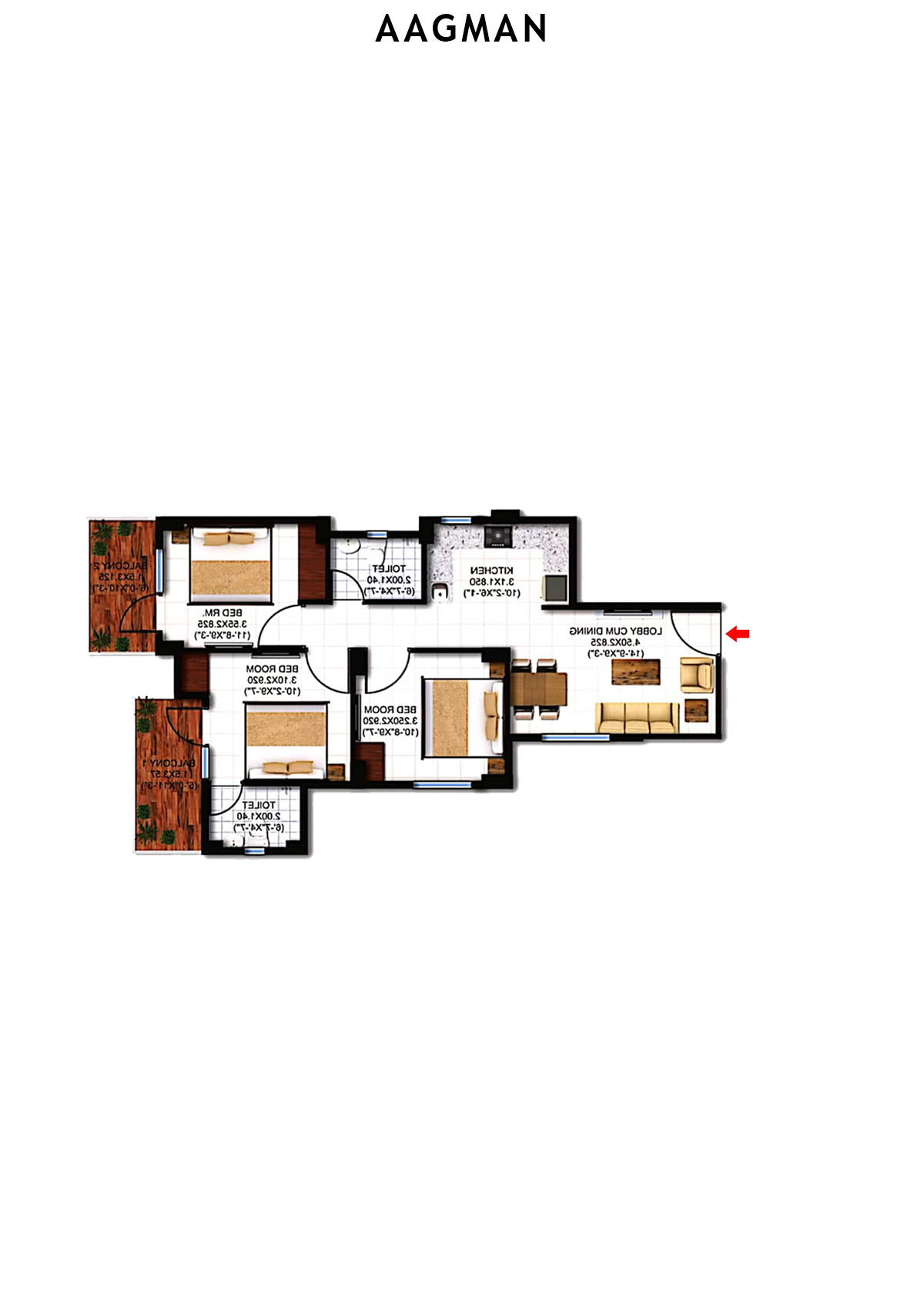 Aagman Tower 13 Unit 5 (Type E1) Floor Plan