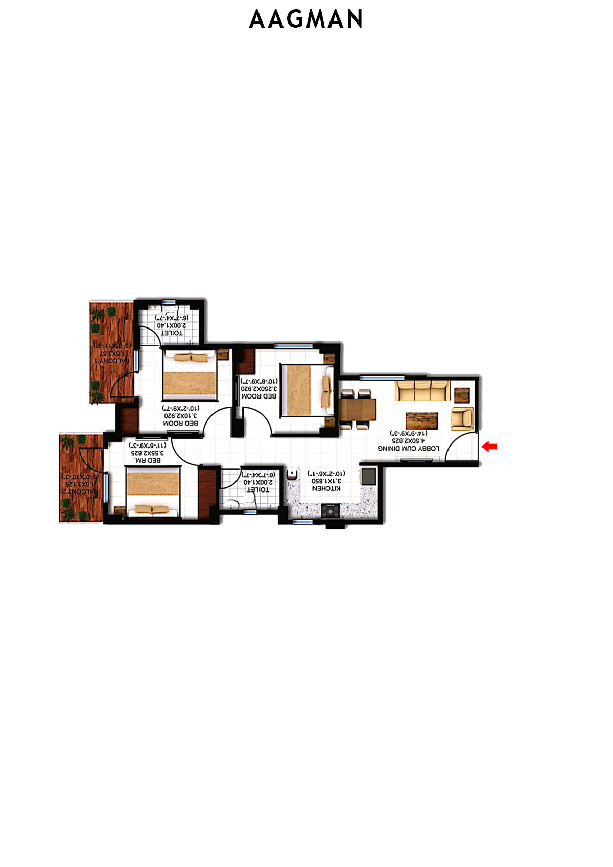 Aagman Tower 13 Unit 6 (Type E1) Floor Plan