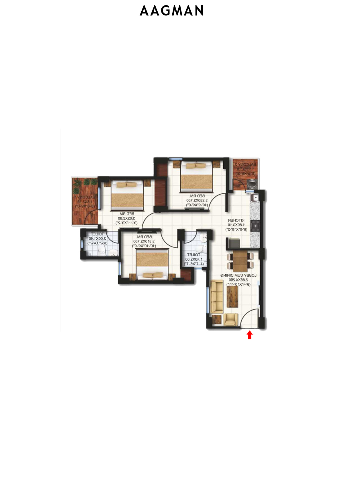 Aagman Tower 13 Unit 7 (Type E) Floor Plan