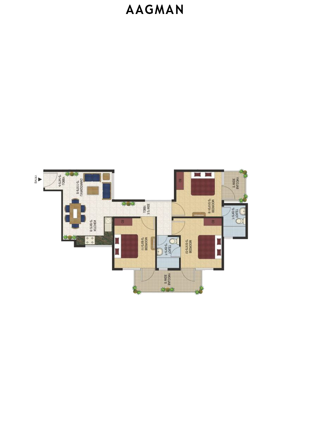 Aagman Tower 1 Unit 2 (Type A) Floor Plan